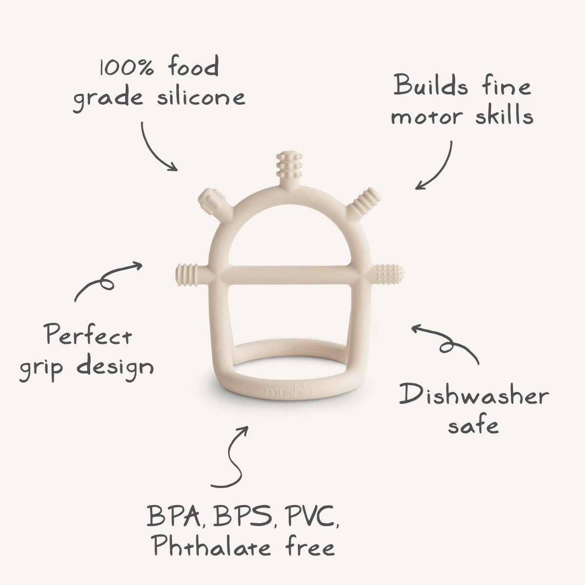 Mushie No-Drop Sensory Teether (Shifting Sand)
