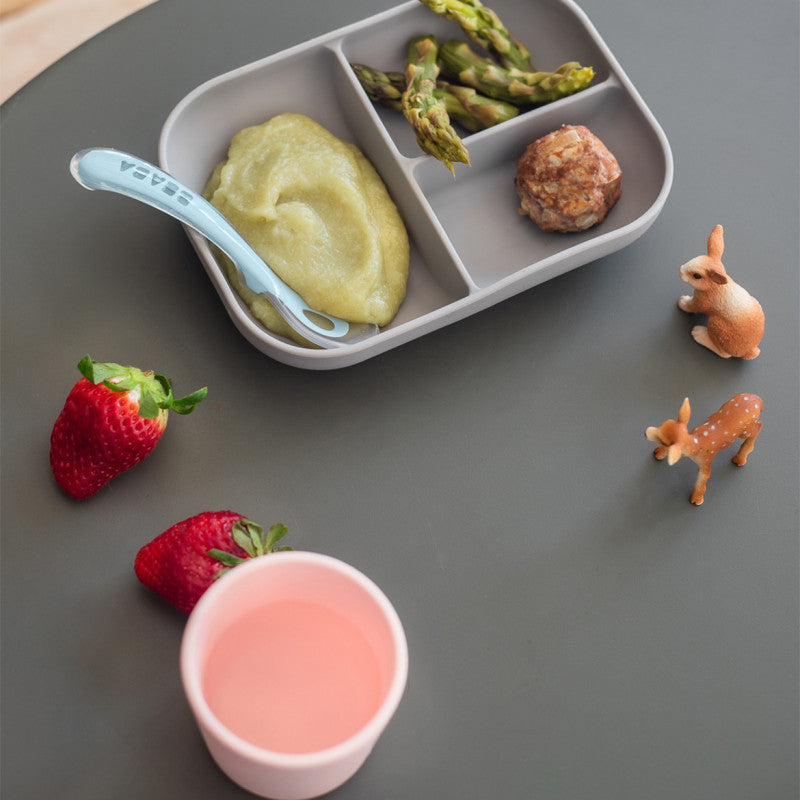 Beaba Silicone Divided Baby Plate & Spoon (3 Colours) - Pupsik Singapore