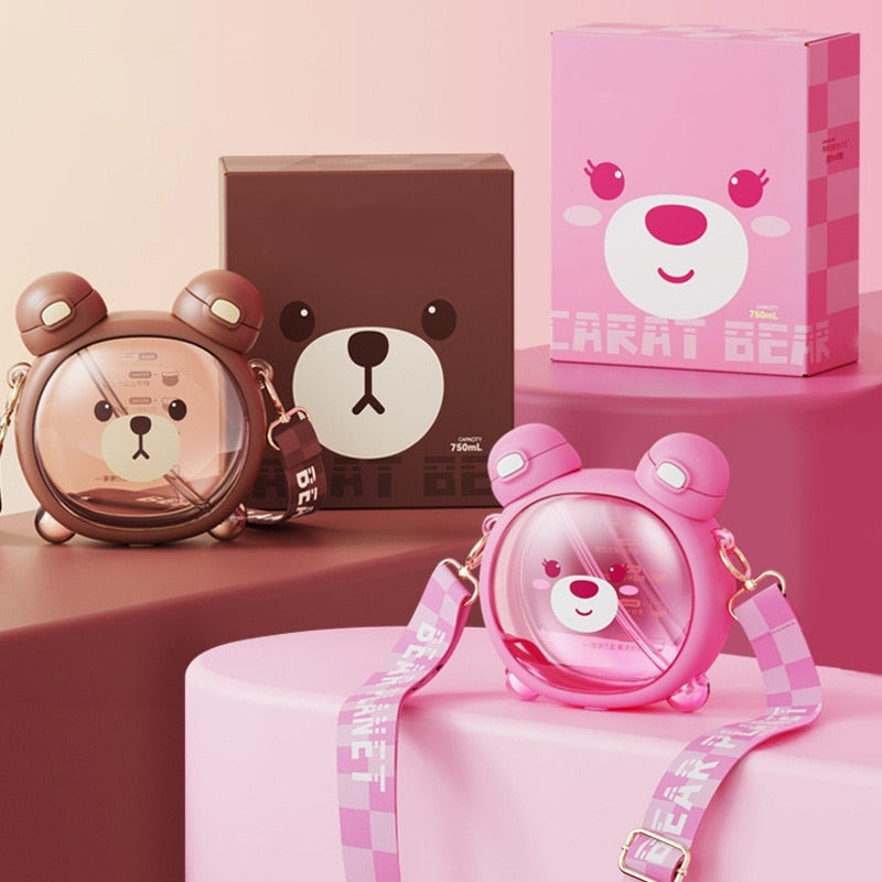 Biomom Little Bear 2-in-1 Tritan Bottle with Straps, 750ml (2 Colors) - Pupsik Singapore