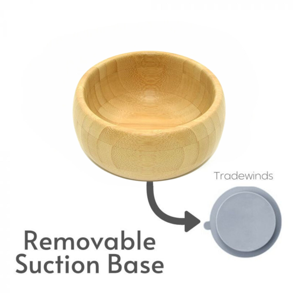 Biomom Small Bamboo Round Suction Bowl - Tradewinds