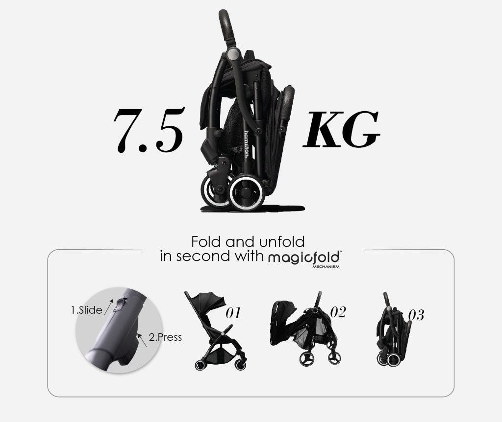 Hamilton X1 Plus x DTD (Bear) Stroller with MagicFold - Special Edition (Black)