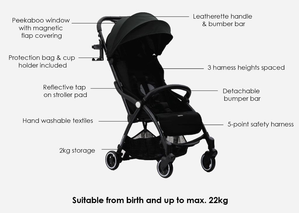 Hamilton X1 Plus x DTD (Bear) Stroller with MagicFold - Special Edition (Black)