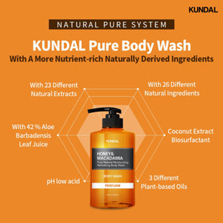 Kundal Honey & Macadamia Pure Body Wash, 500ml - Baby Powder (Exp 10/27)