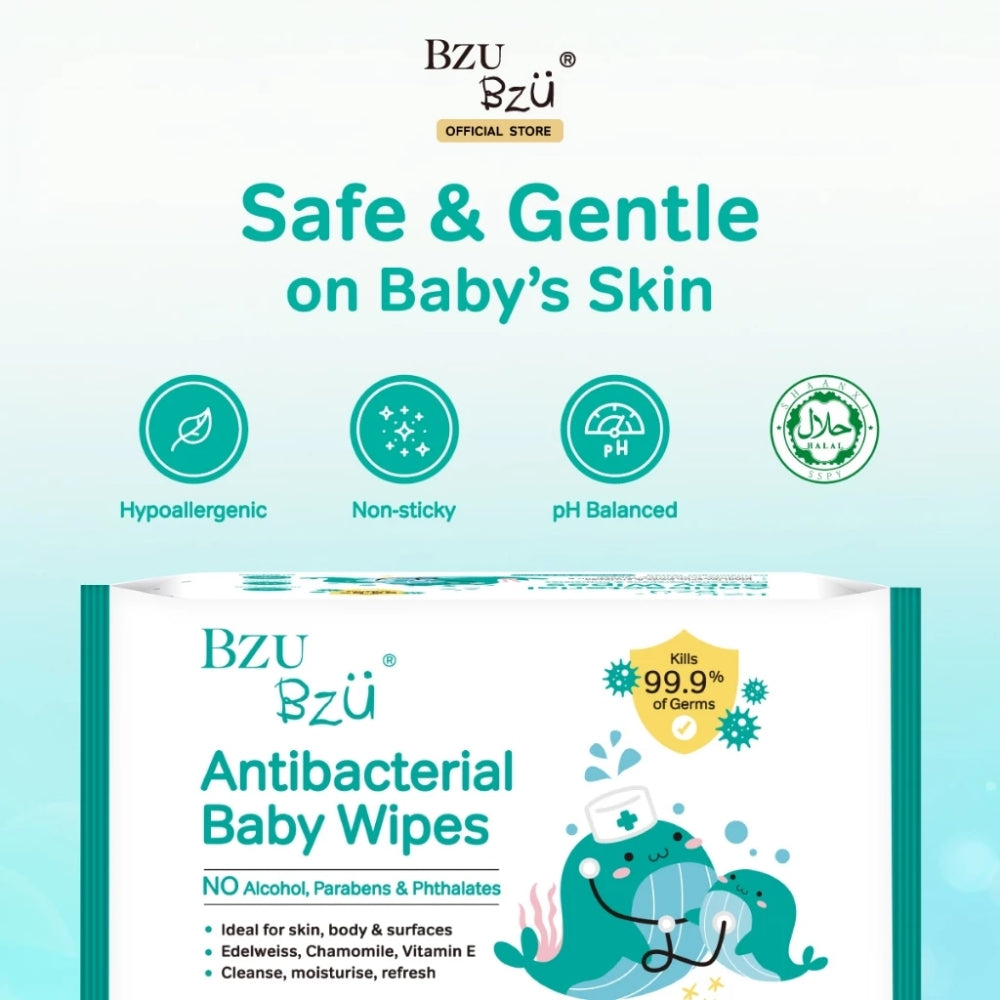 [Bundle] BZU BZU New Antibacterial Baby Wipes, 48 x 30s (Exp 03/27)