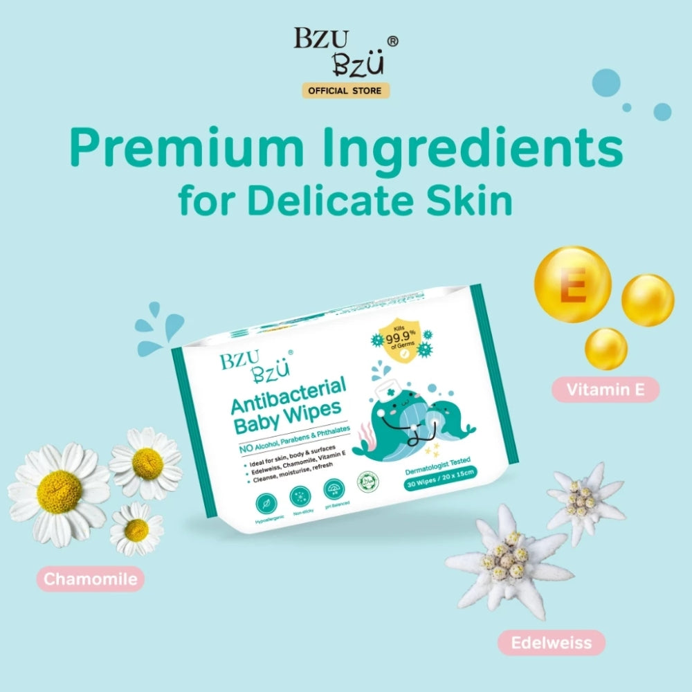 [Bundle] BZU BZU New Antibacterial Baby Wipes, 48 x 30s (Exp 03/27)