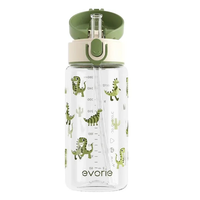 Evorie Tritan Kids Straw Water Bottle, 380ml (6 Designs)