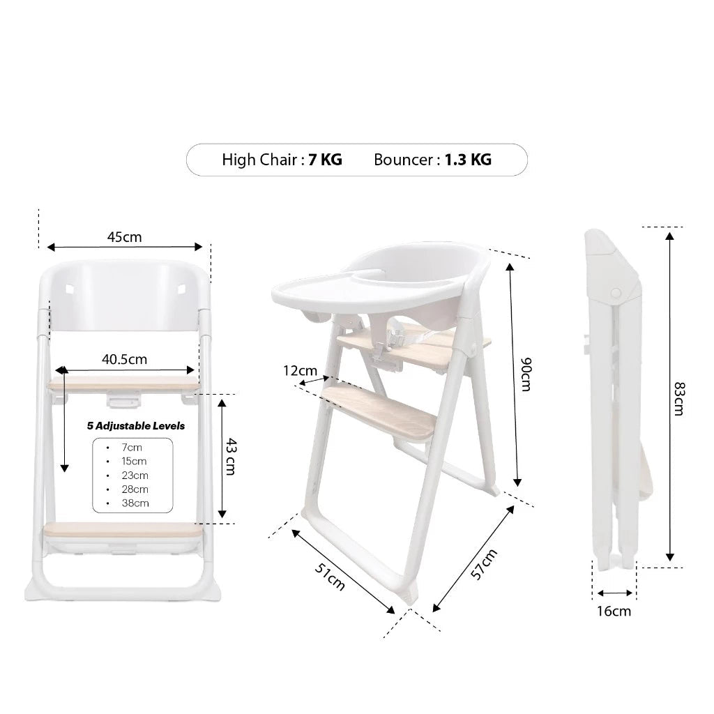 Hamilton Easylift High Chair, Natural Wood