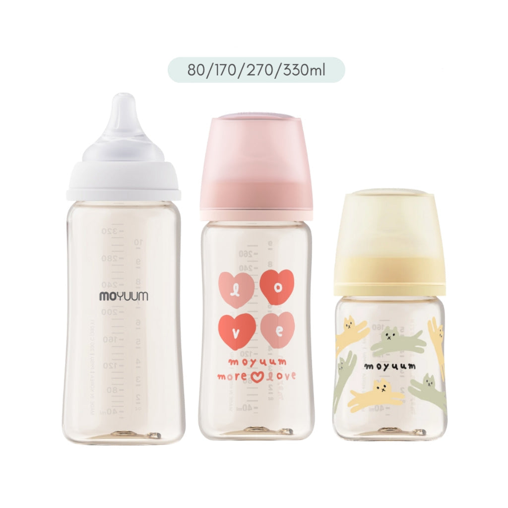 Moyuum 3rd Gen PPSU Gen All-in-One Feeding Bottle, 80/170/270/330ml (11 Designs)