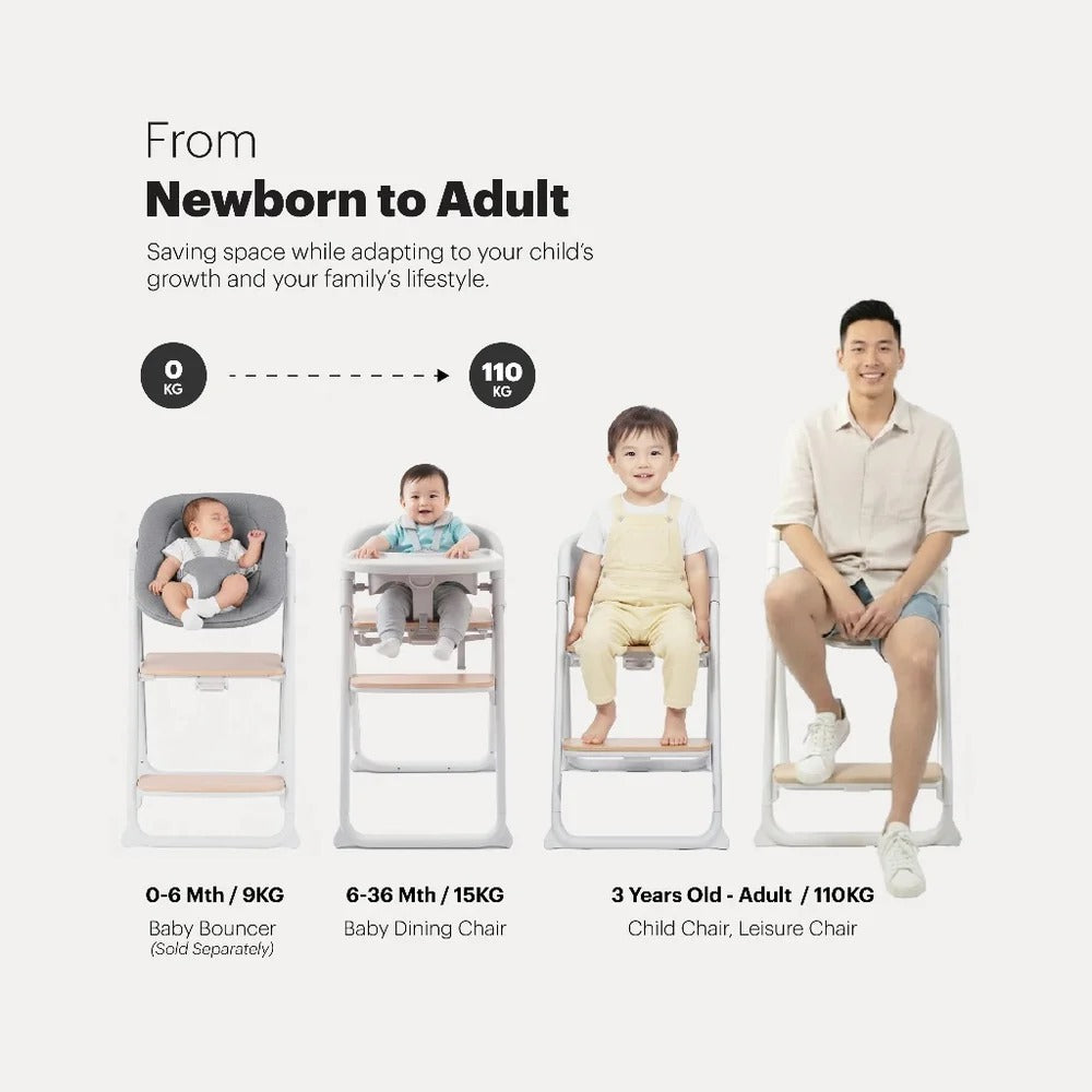 Hamilton Easylift High Chair, Natural Wood