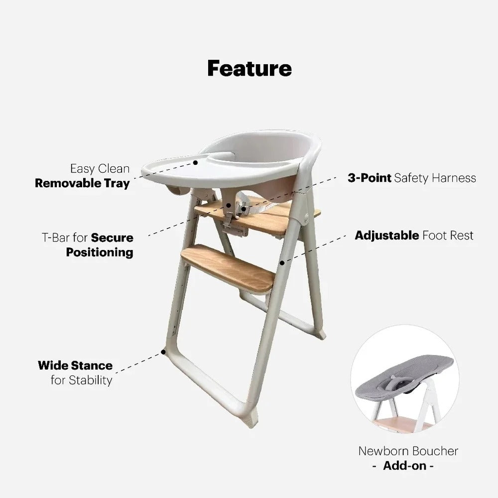 Hamilton Easylift High Chair, Natural Wood