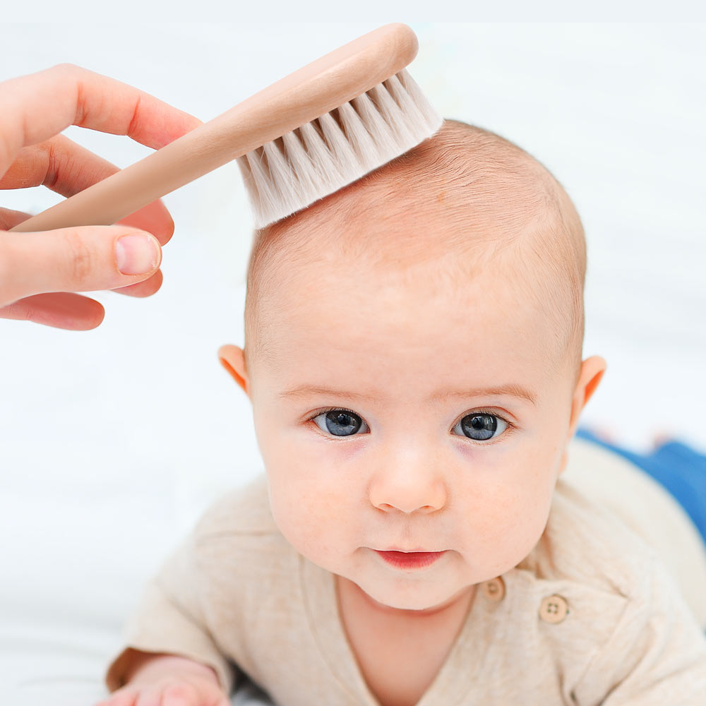 Haakaa Goats Wool Wooden Baby Hair Brush and Comb Set