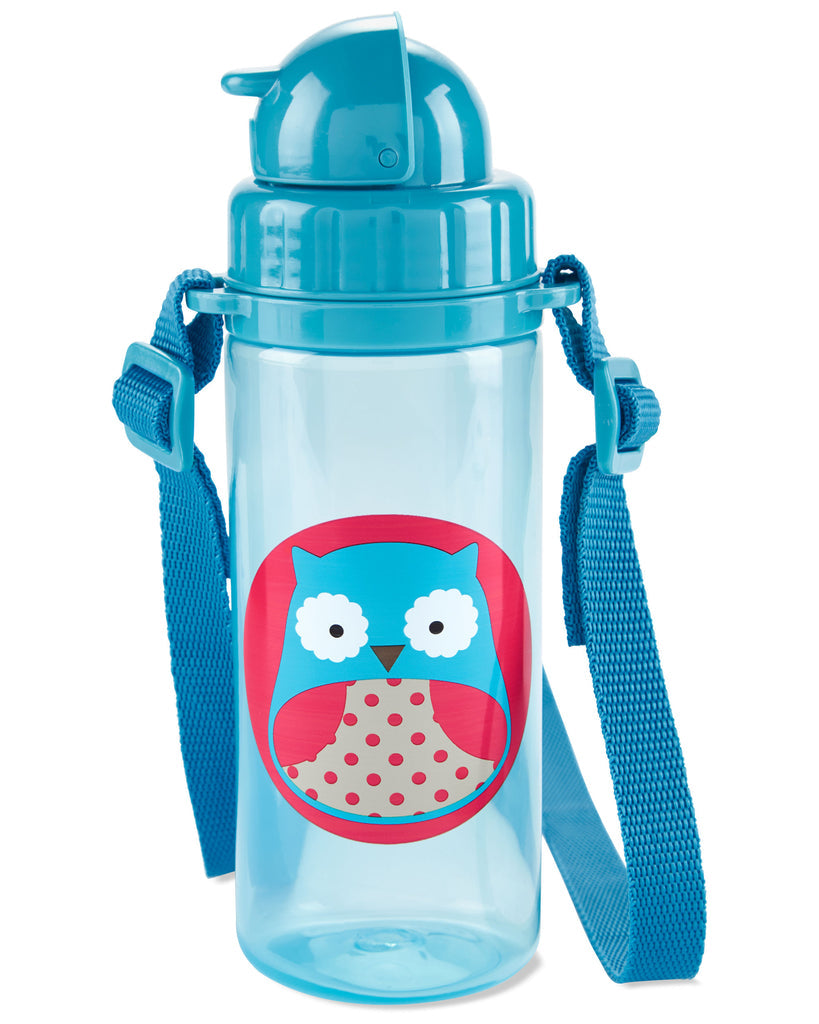 Skip Hop Zoo Straw Water Bottle with Long Straps, 13oz (6 Designs) - Pupsik Singapore