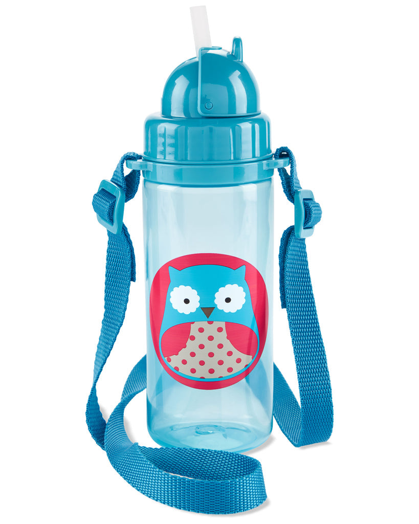 Skip Hop Zoo Straw Water Bottle with Long Straps, 13oz (6 Designs) - Pupsik Singapore