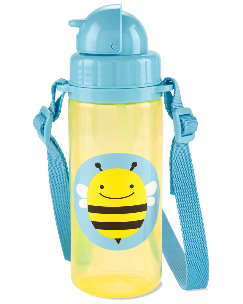 Skip Hop Zoo Straw Water Bottle with Long Straps, 13oz (6 Designs) - Pupsik Singapore