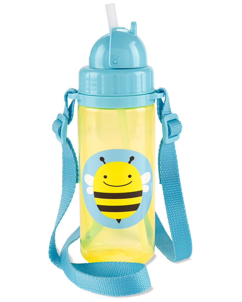Skip Hop Zoo Straw Water Bottle with Long Straps, 13oz (6 Designs) - Pupsik Singapore