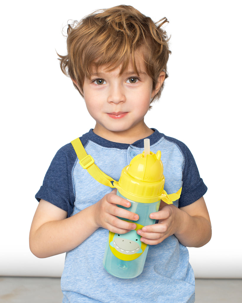 Skip Hop Zoo Straw Water Bottle with Long Straps, 13oz (6 Designs) - Pupsik Singapore