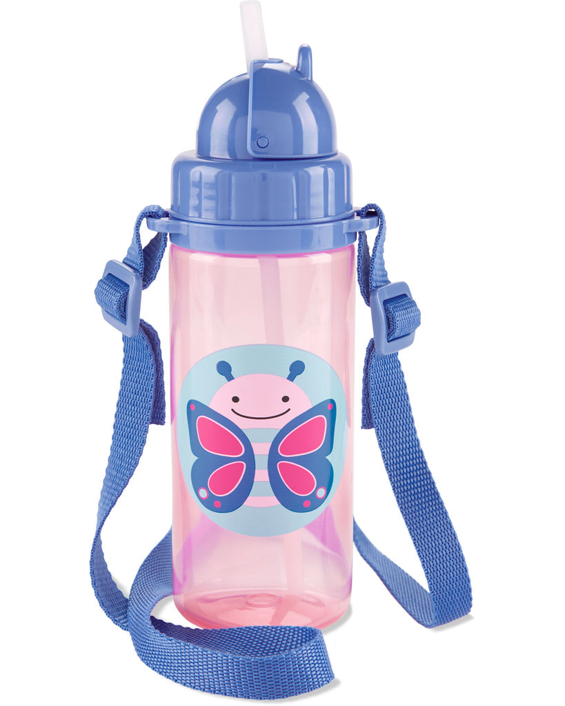 Skip Hop Zoo Straw Water Bottle with Long Straps, 13oz (6 Designs) - Pupsik Singapore