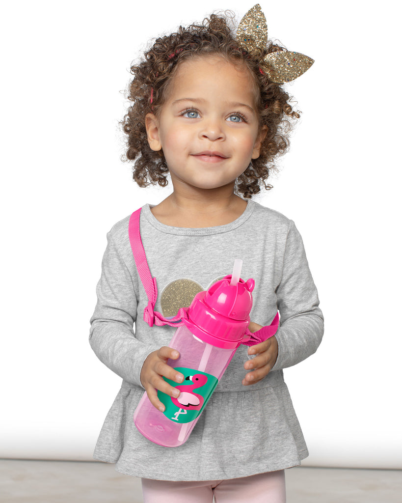 Skip Hop Zoo Straw Water Bottle with Long Straps, 13oz (6 Designs) - Pupsik Singapore