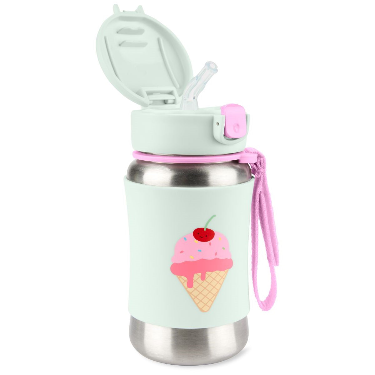 Skip Hop Sleeve Stainless Steel Straw Bottle, 350ml (8 Designs) - Pupsik Singapore