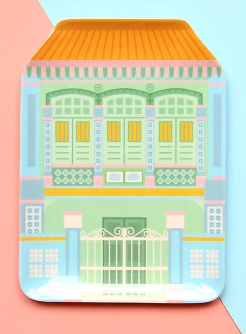 The Little Drom Store Shophouse Plate - Blue