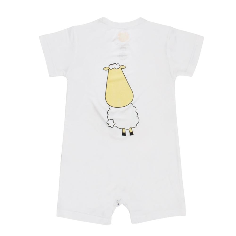 Baa Baa Sheepz Baby Short Sleeve Romper - Front & Back Sheep White (4 Sizes)