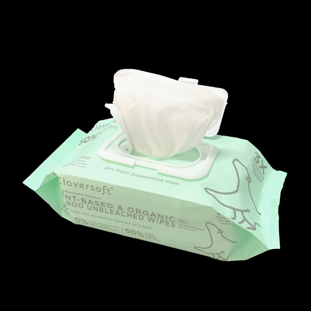 Cloversoft 100% Antibacterial Unbleached Bamboo Organic Wipes (100 Sheets) - Exp 10/27