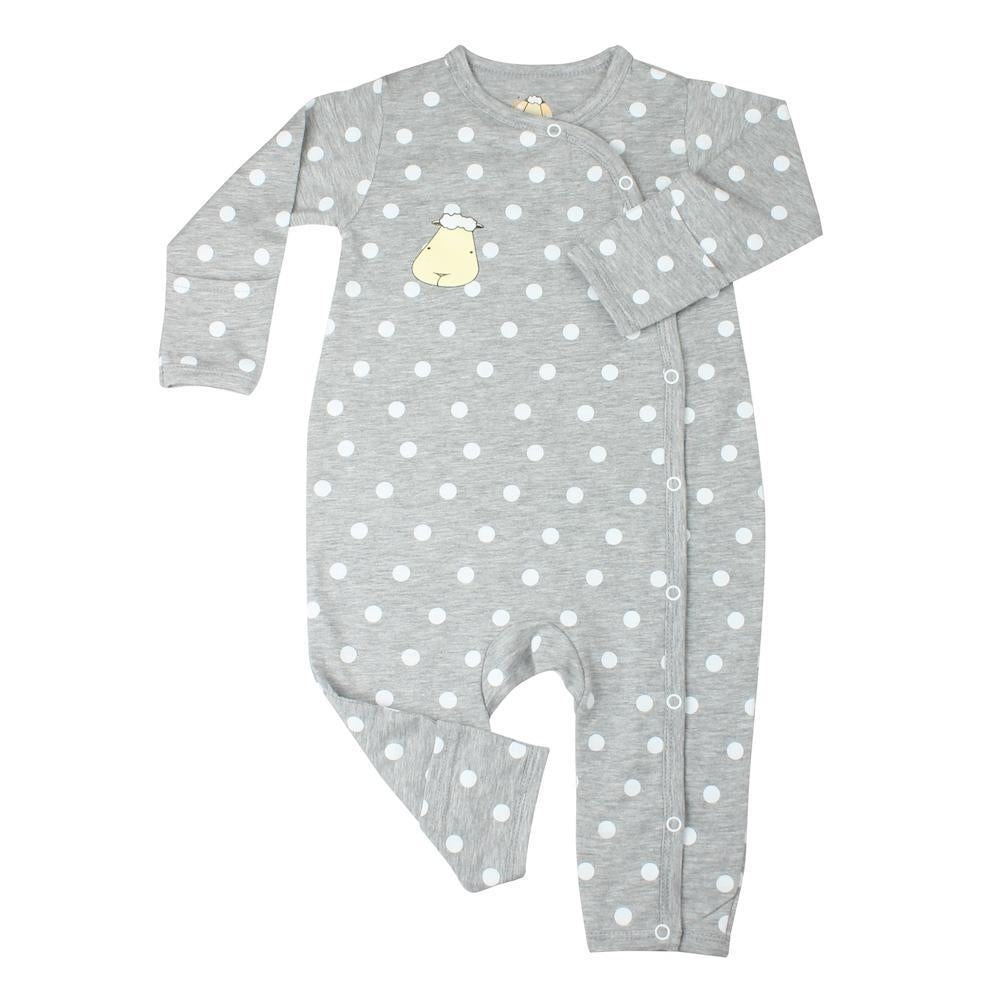 Baa Baa Sheepz Baby Side Snap Romper - Polka Dot Grey
