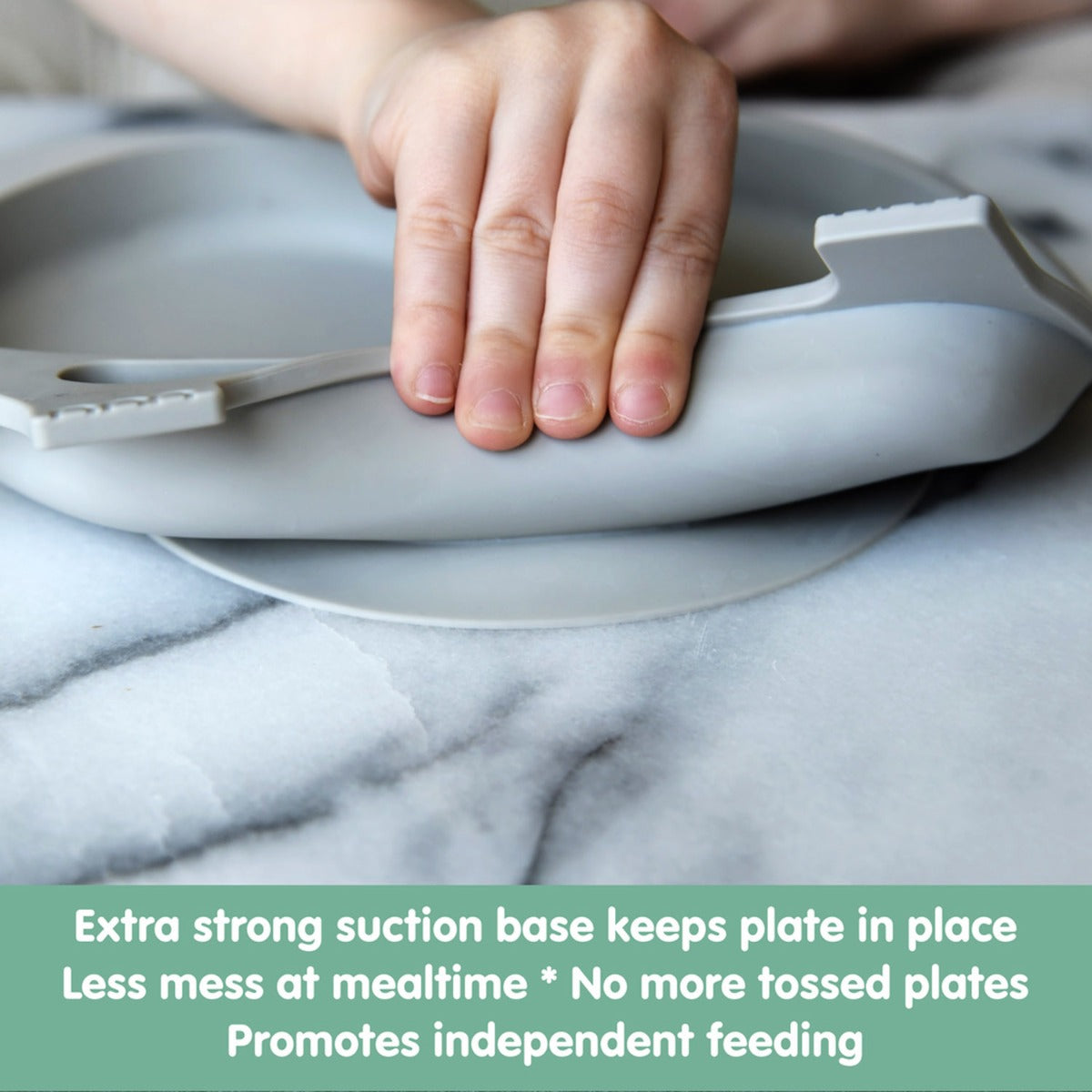 Sage Spoonfuls Sili Elephant Silicone Divided Suction Plate - Slate - Pupsik Singapore