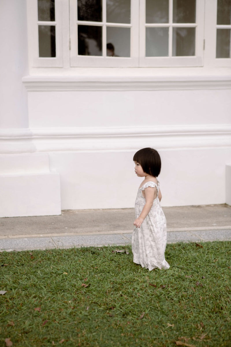 House of Holly Ruffle Dress - Garden Toile, 2-3Y - Silver - Pupsik Singapore