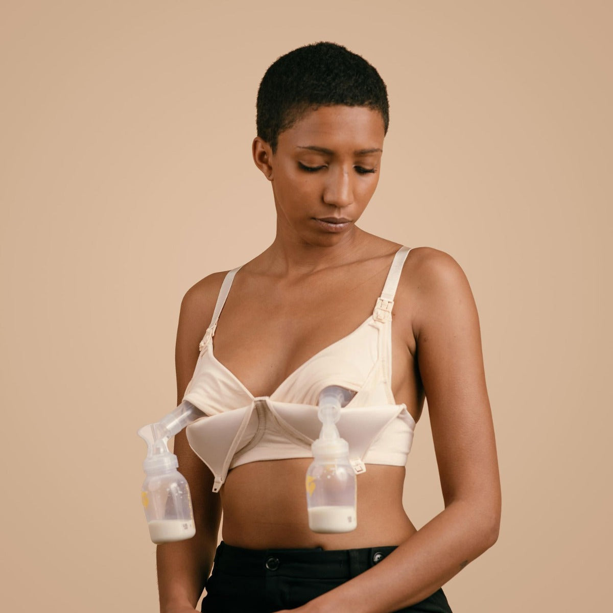 Simple Wishes Fixed Padding Nursing And Pumping T-Shirt Bra - Midnight Black (5 Sizes)