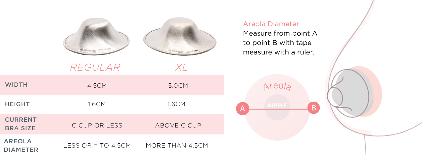 Silverette Silver Nursing Nipple Cups - XL (1 pair) [US Version]