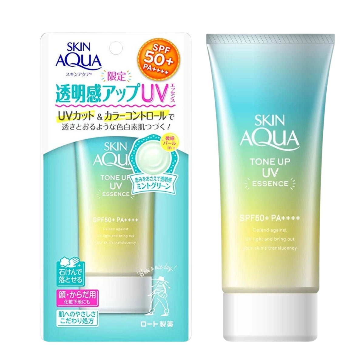 Skin Aqua Tone Up UV Essence Sunscreen SPF50+ PA++++, 80g - Mint Green