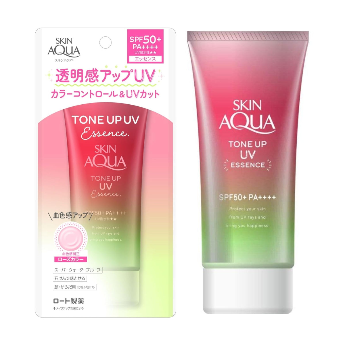 Skin Aqua Tone Up UV Essence Sunscreen SPF50+ PA++++, 80g - Happiness Aura Rose