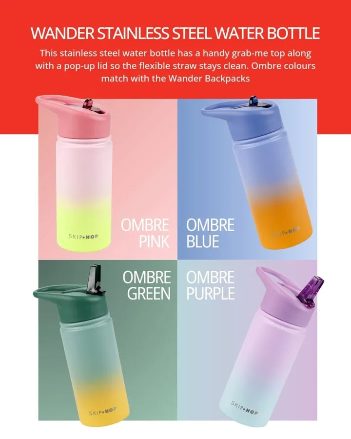 Skip Hop Wander Stainless Steel Water Bottle, 450ml (4 Colors)