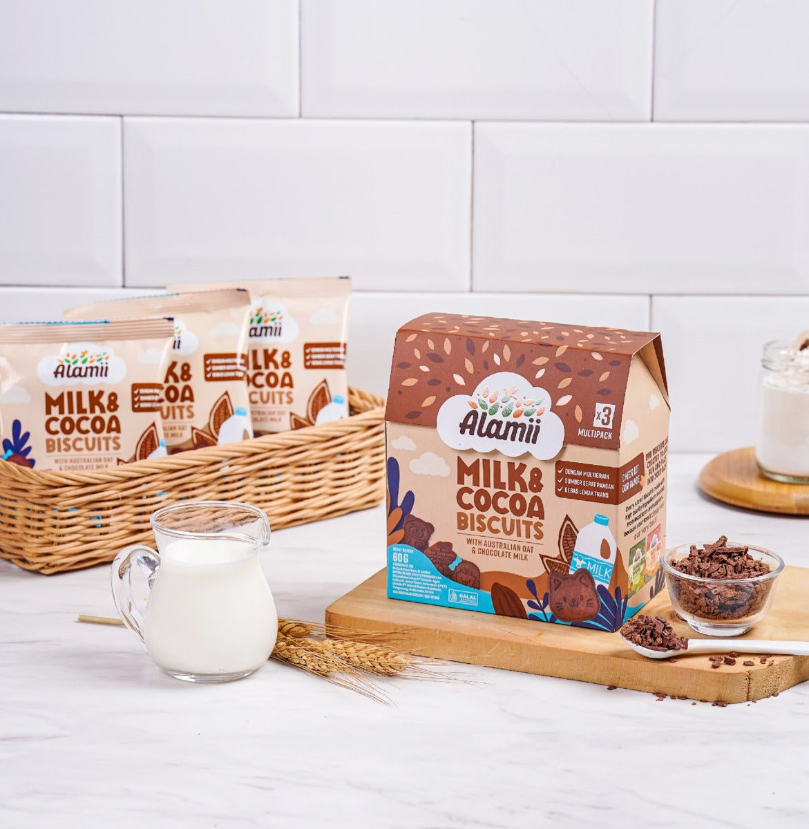 Alamii Multigrain Biscuits Milk & Cocoa, 60g x 2pk (Exp 02/26)