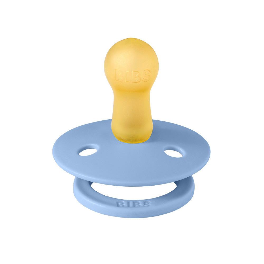 Bibs Round Colour Pacifier (2pk) - Sky Blue/Baby Blue (2 Sizes) - Made in Denmark/EU