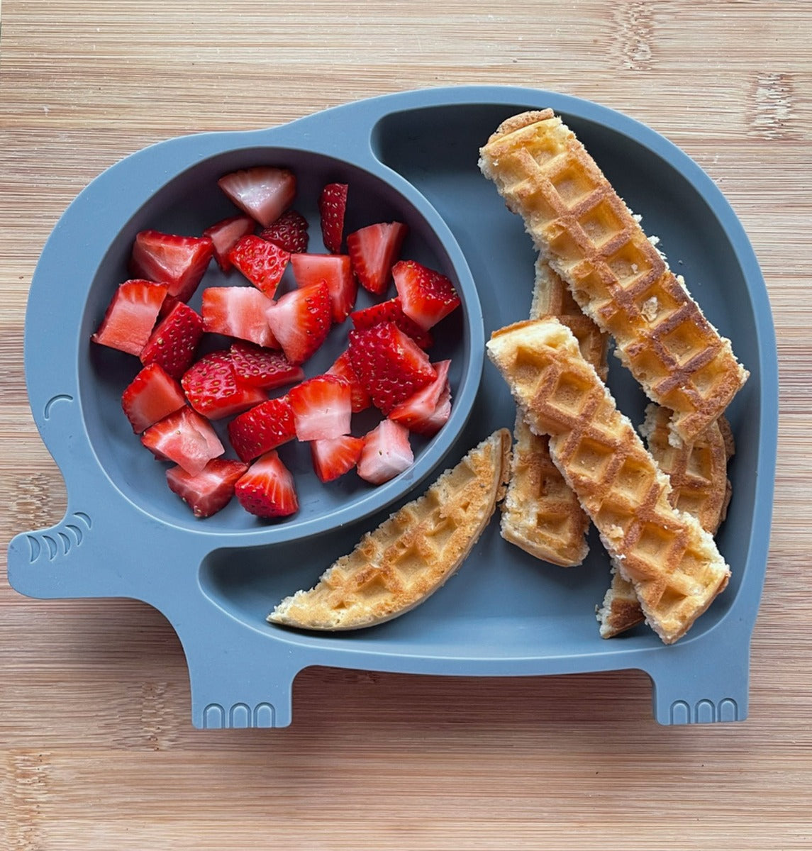Sage Spoonfuls Sili Elephant Silicone Divided Suction Plate - Slate - Pupsik Singapore