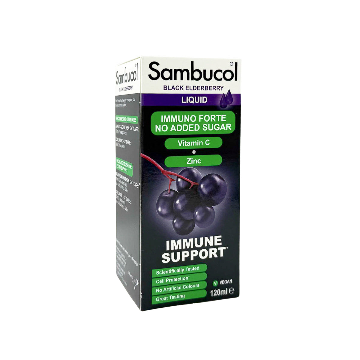 Sambucol Immuno Forte Liquid (No Added Sugar) for 3Y+, 120ml - Exp 12/26