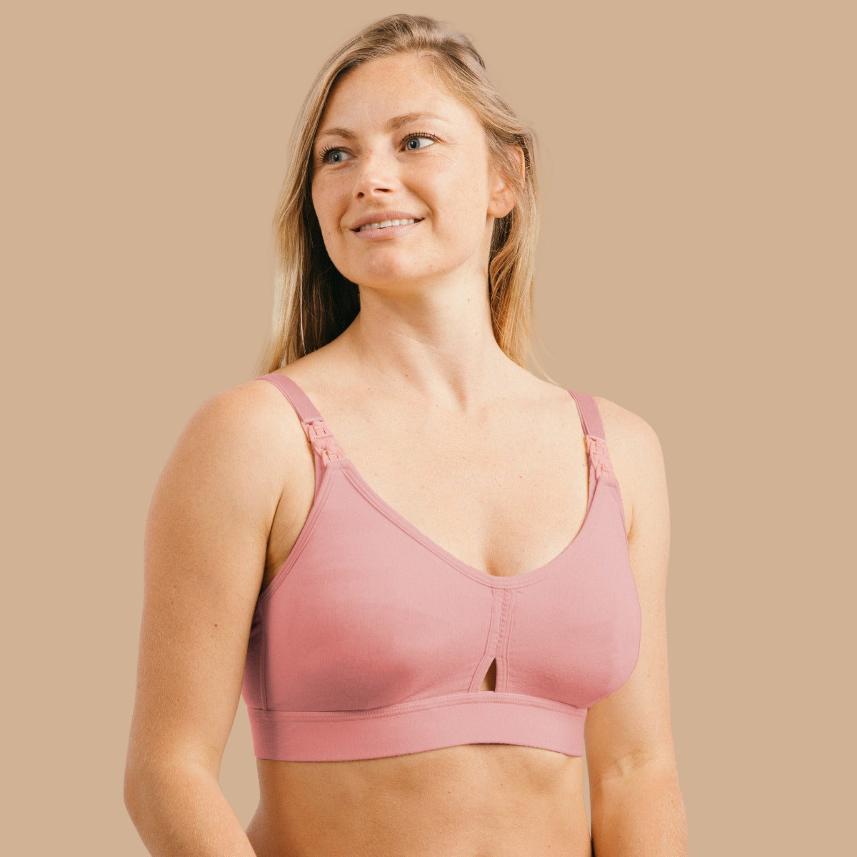 Simple Wishes SuperMom All-in-One Nursing and Pumping Keyhole Bralette - Regular Sunkissed Rose (2 Sizes)