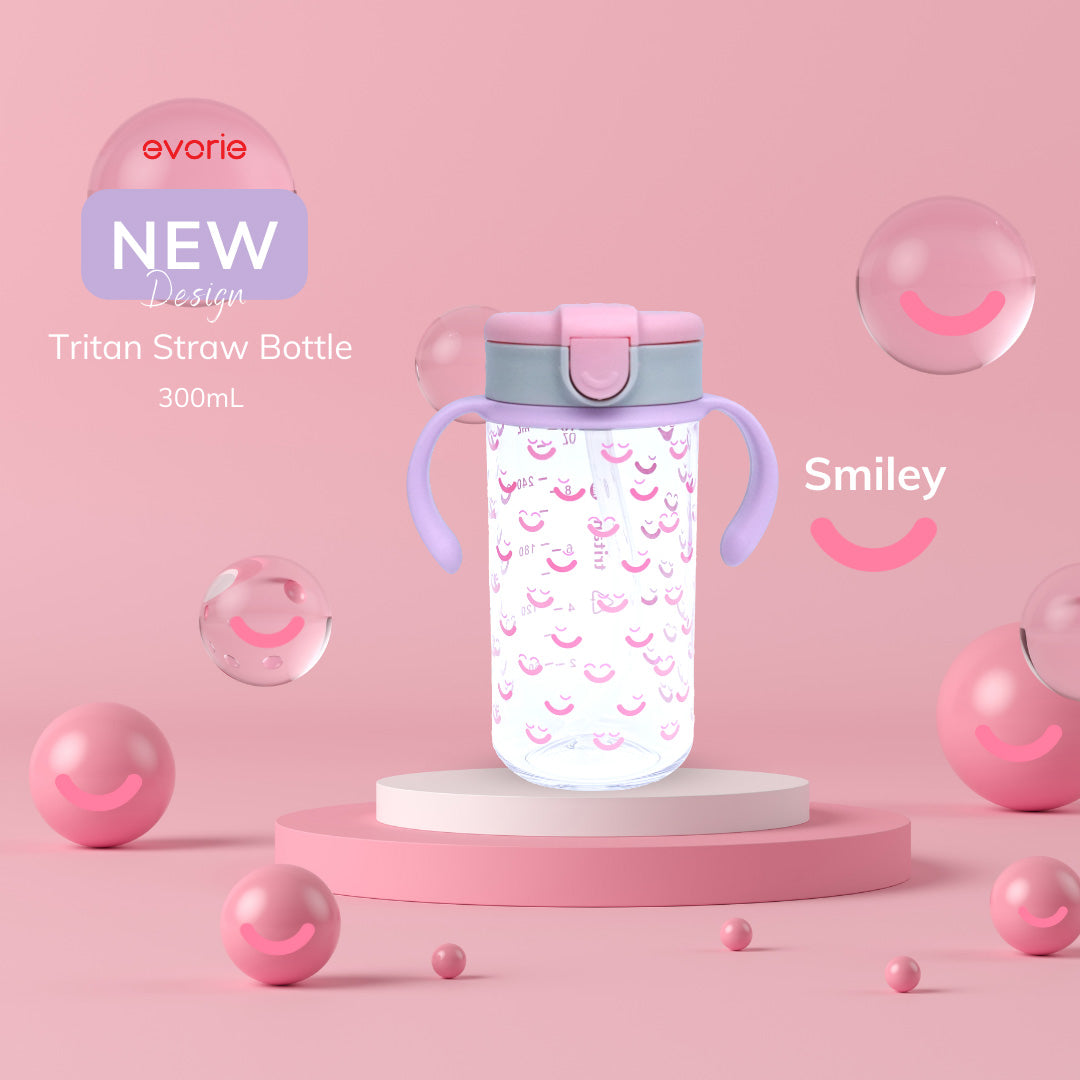 Evorie Tritan Kids Straw Water Bottle Mug, 300ml (7 Designs) - Pupsik Singapore