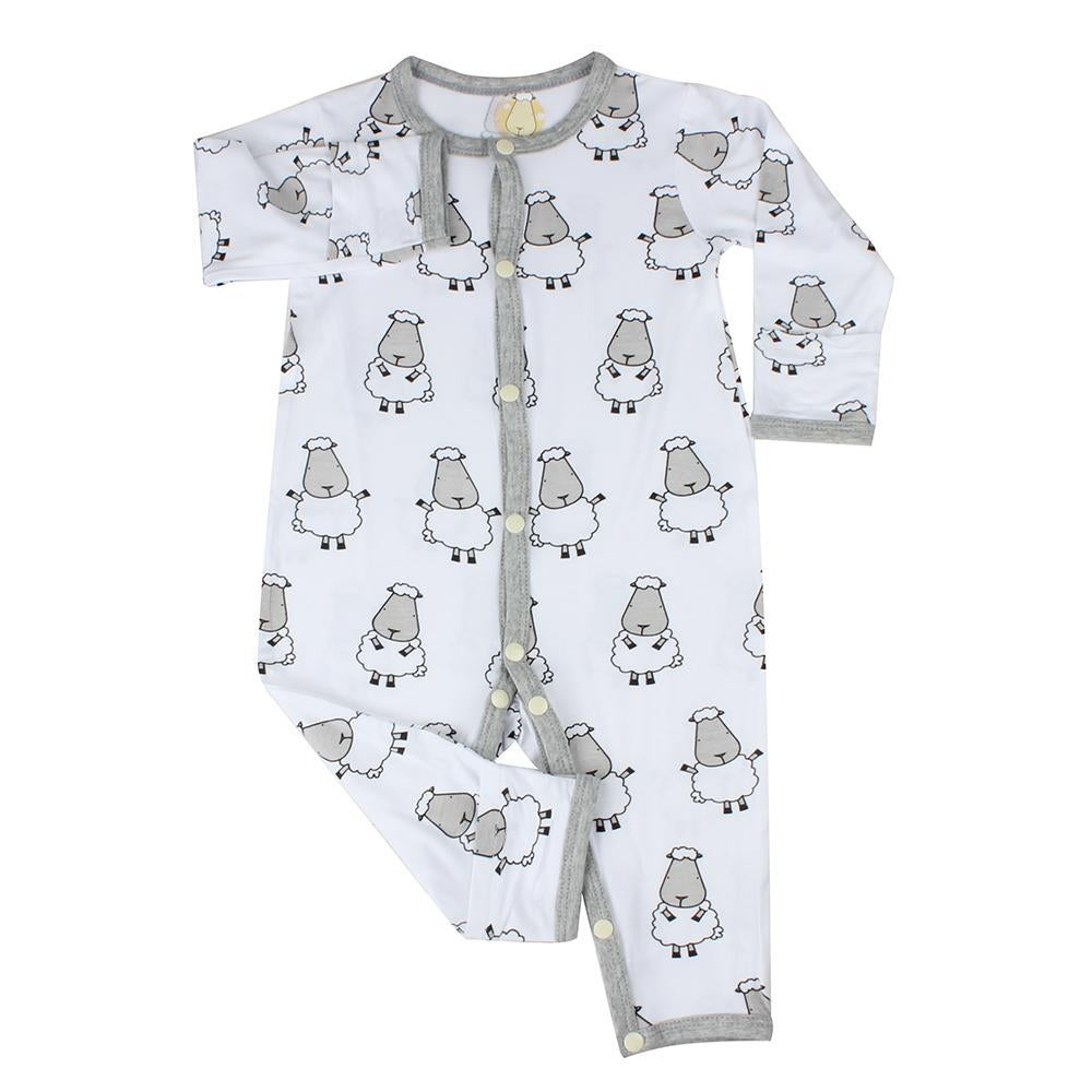 Baa Baa Sheepz Baby Middle Snap Romper - Big Sheep White (2 Sizes)