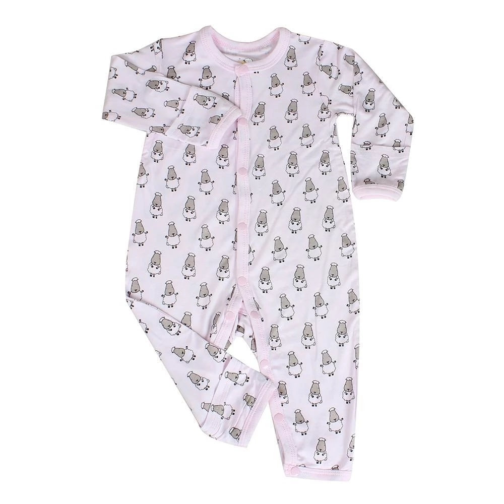 Baa Baa Sheepz Baby Middle Snap Romper - Small Sheep Pink (Multiple Sizes)