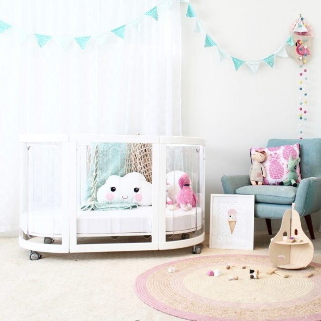 Babyhood Kaylula Sova Clear Cot & Mattress Bundle (130x70cm) - White