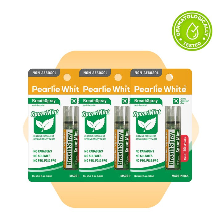 Pearlie White Breath Spray Instant Breath Freshening Sprays (3 x 8.5ml) - Spearmint - Exp 03/28