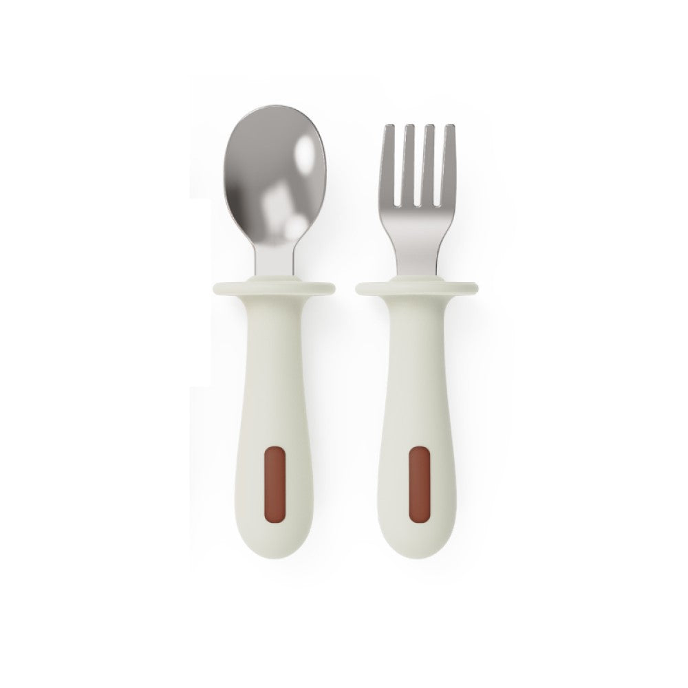 Biomom Self-Feeding Stainless Steel Fork and Spoon Set with Case (2 Colors)