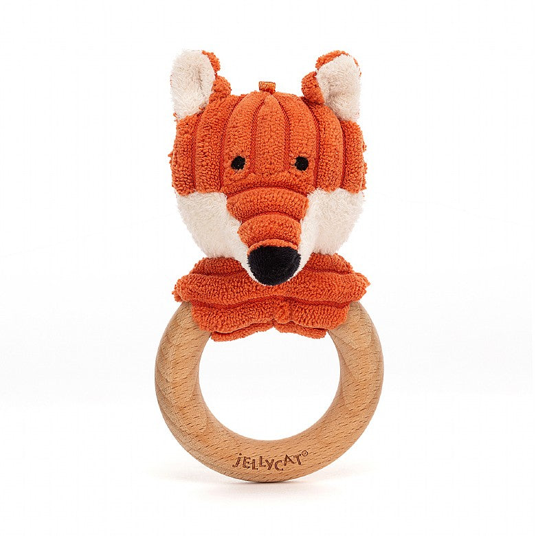Jellycat Cordy Roy Baby Fox Wooden Ring Toy (14cm)