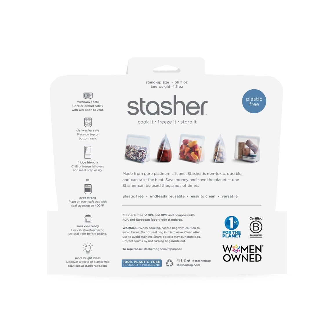 Stasher Reusable Silicone Stand-Up Mid Bag (1.6L)