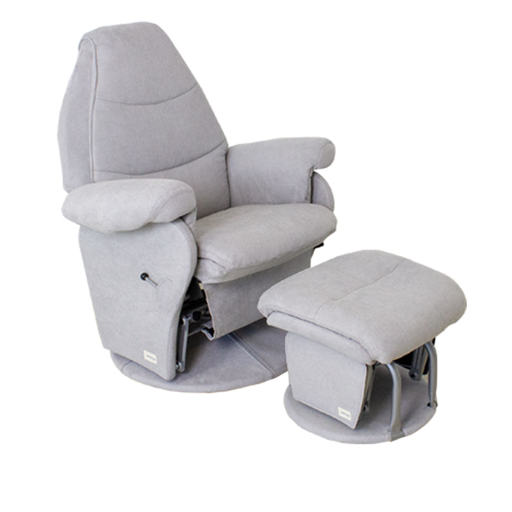 Babyhood Vogue Breastfeeding Glider Chair & Ottoman - Steel Grey Fabric - Pupsik Singapore
