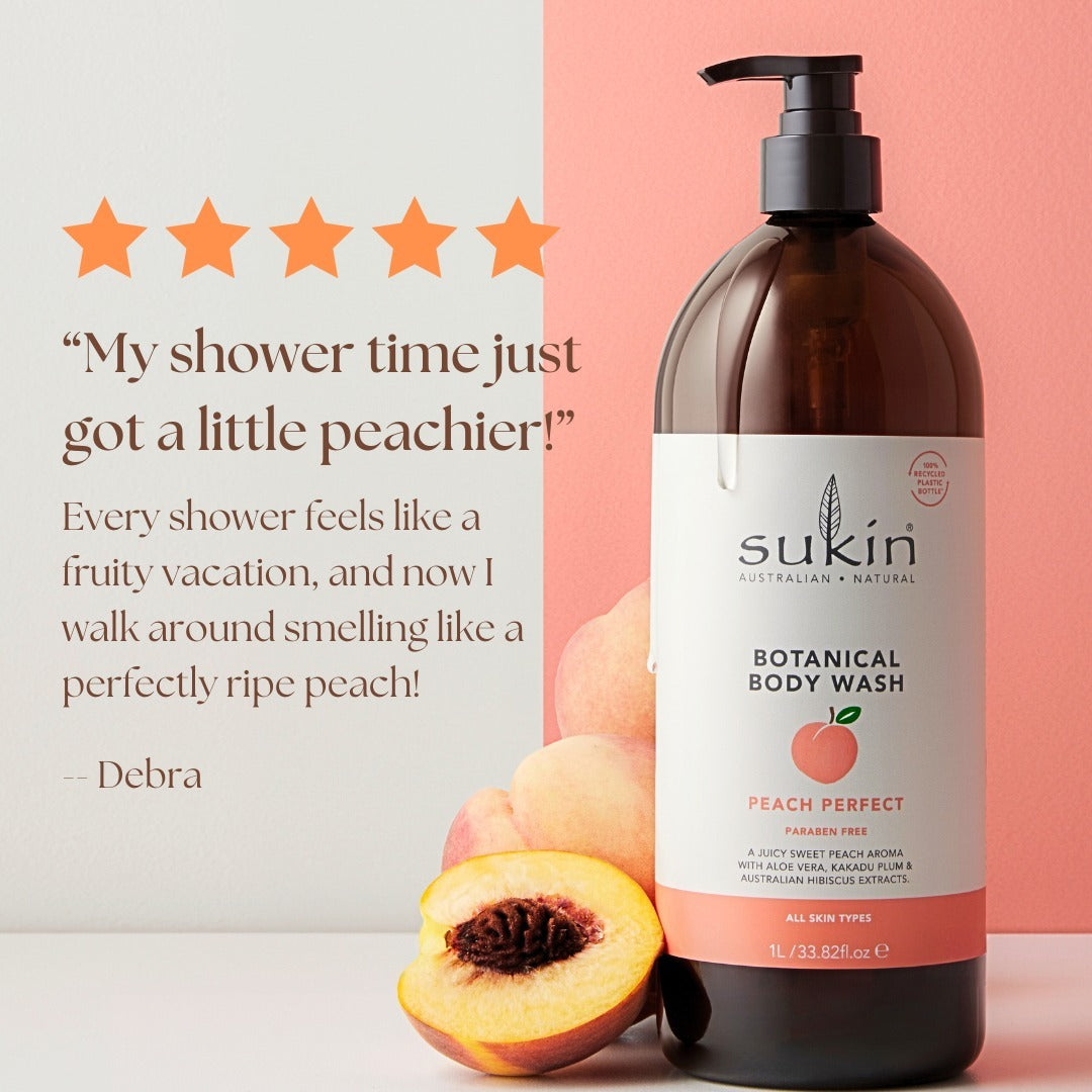 Sukin Botanical Body Wash, 1L - Peach Perfect