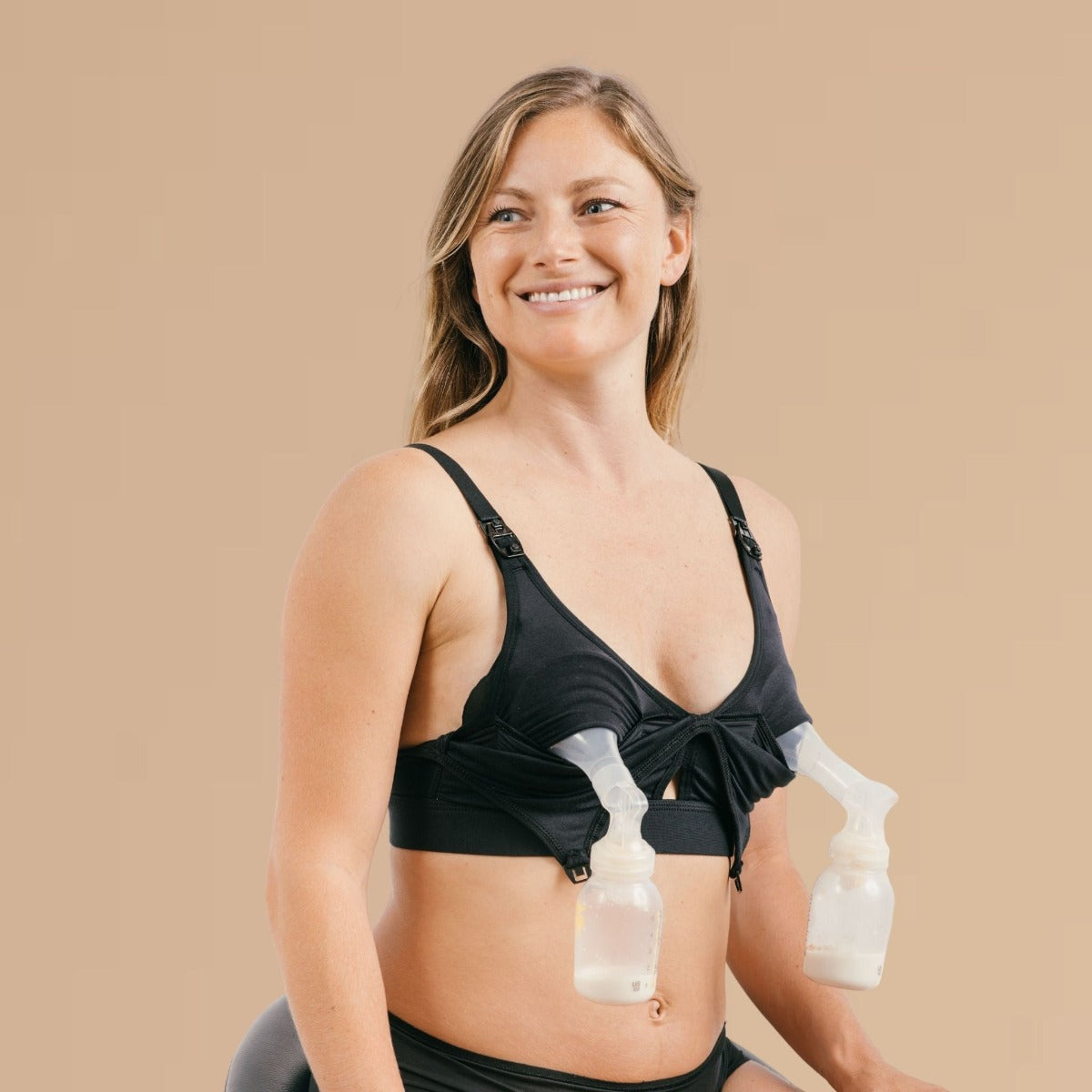Simple Wishes SuperMom All-in-One Nursing and Pumping Keyhole Bralette - Regular Black (2 Sizes)